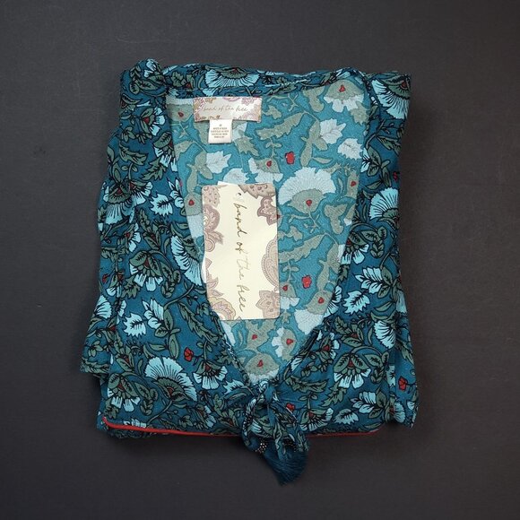 Band Of The Free Mallory Floral Babydoll Mini Dress Size Medium Deep Teal Aqua - Picture 16 of 16